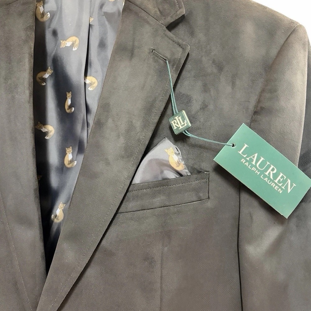 Ralph Lauren Men's 40R Black Ultra Suede 2 Button Blazer Jacket Sport Coat NWT - Picture 7 of 12